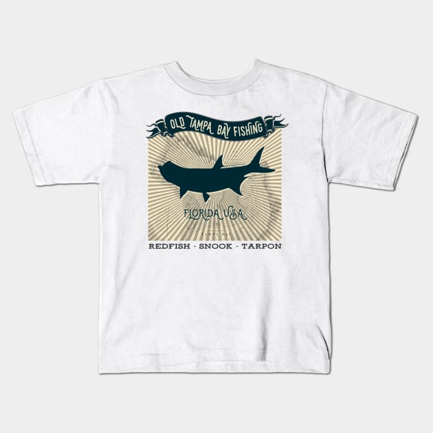 Old Tampa Bay Florida Fishing Tarpon Kids T-Shirt by HighBrowDesigns